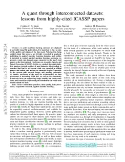 A quest through interconnected datasets: lessons from highly-cited
  ICASSP papers