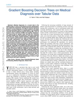 Gradient Boosting Decision Trees on Medical Diagnosis over Tabular Data