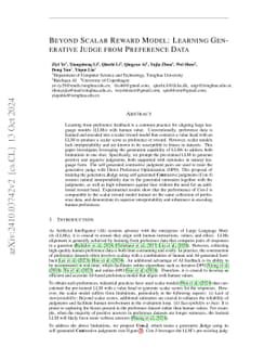 Beyond Scalar Reward Model: Learning Generative Judge from Preference
  Data