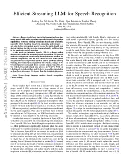 Efficient Streaming LLM for Speech Recognition