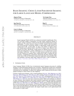 Basis Sharing: Cross-Layer Parameter Sharing for Large Language Model
  Compression