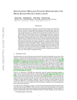 Discovering Message Passing Hierarchies for Mesh-Based Physics
  Simulation