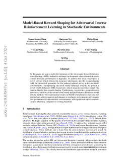 Model-Based Reward Shaping for Adversarial Inverse Reinforcement
  Learning in Stochastic Environments