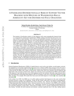 A Federated Distributionally Robust Support Vector Machine with Mixture
  of Wasserstein Balls Ambiguity Set for Distributed Fault Diagnosis