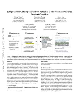 JumpStarter: Getting Started on Personal Goals with AI-Powered Context
  Curation