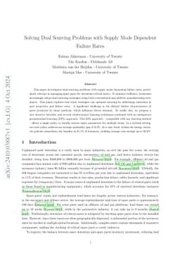 Solving Dual Sourcing Problems with Supply Mode Dependent Failure Rates