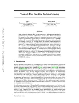 Towards Cost Sensitive Decision Making