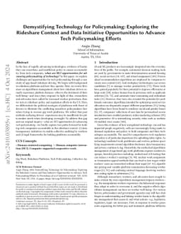 Demystifying Technology for Policymaking: Exploring the Rideshare
  Context and Data Initiative Opportunities to Advance Tech Policymaking
  Efforts
