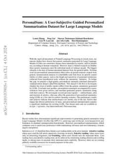 PersonalSum: A User-Subjective Guided Personalized Summarization Dataset
  for Large Language Models