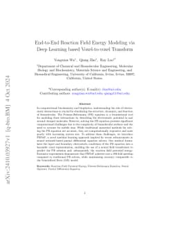End-to-End Reaction Field Energy Modeling via Deep Learning based
  Voxel-to-voxel Transform