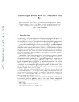 Reverb: Open-Source ASR and Diarization from Rev