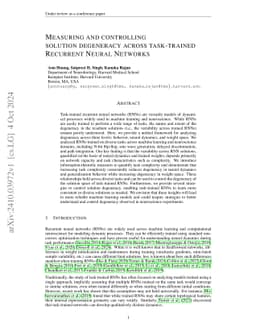 Measuring and Controlling Solution Degeneracy across Task-Trained
  Recurrent Neural Networks