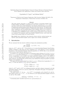 Optimizing Sparse Generalized Singular Vectors for Feature Selection in
  Proximal Support Vector Machines with Application to Breast and Ovarian
  Cancer Detection