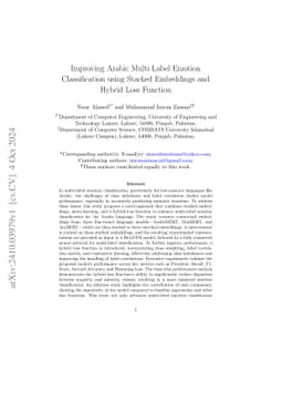 Improving Arabic Multi-Label Emotion Classification using Stacked
  Embeddings and Hybrid Loss Function