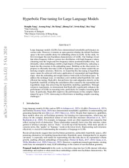 Hyperbolic Fine-tuning for Large Language Models