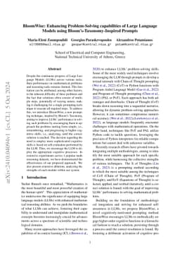BloomWise: Enhancing Problem-Solving capabilities of Large Language
  Models using Bloom's-Taxonomy-Inspired Prompts