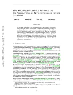 Sinc Kolmogorov-Arnold Network and Its Applications on Physics-informed
  Neural Networks