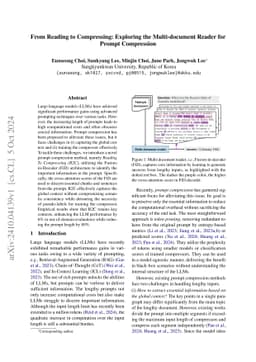 From Reading to Compressing: Exploring the Multi-document Reader for Prompt Compression