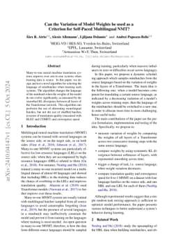 Can the Variation of Model Weights be used as a Criterion for Self-Paced
  Multilingual NMT?