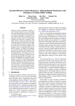Towards Effective Counter-Responses: Aligning Human Preferences with
  Strategies to Combat Online Trolling