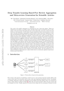 Deep Transfer Learning Based Peer Review Aggregation and Meta-review
  Generation for Scientific Articles