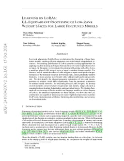 Learning on LoRAs: GL-Equivariant Processing of Low-Rank Weight Spaces
  for Large Finetuned Models