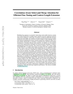 Correlation-Aware Select and Merge Attention for Efficient Fine-Tuning
  and Context Length Extension