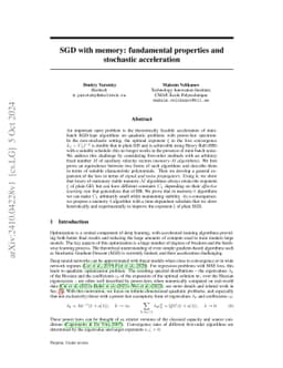 SGD with memory: fundamental properties and stochastic acceleration