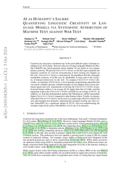 AI as Humanity's Salieri: Quantifying Linguistic Creativity of Language Models via Systematic Attribution of Machine Text against Web Text