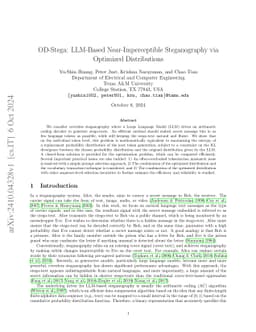 OD-Stega: LLM-Based Near-Imperceptible Steganography via Optimized
  Distributions