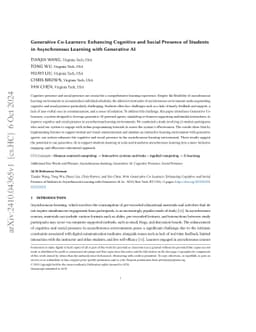 Generative Co-Learners: Enhancing Cognitive and Social Presence of
  Students in Asynchronous Learning with Generative AI