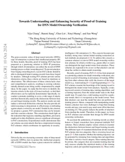Towards Understanding and Enhancing Security of Proof-of-Training for
  DNN Model Ownership Verification