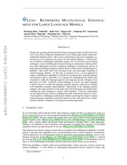 Lens: Rethinking Multilingual Enhancement for Large Language Models