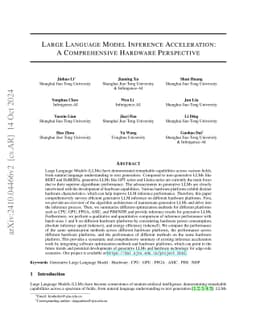 Large Language Model Inference Acceleration: A Comprehensive Hardware Perspective