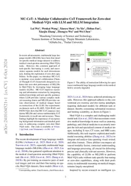 MC-CoT: A Modular Collaborative CoT Framework for Zero-shot Medical-VQA
  with LLM and MLLM Integration