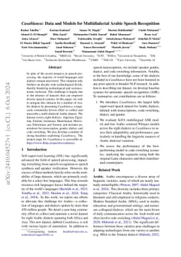 Casablanca: Data and Models for Multidialectal Arabic Speech Recognition