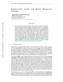 Bisimulation metric for Model Predictive Control
