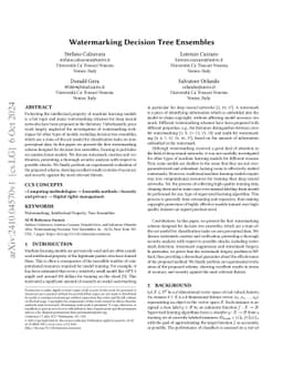 Watermarking Decision Tree Ensembles