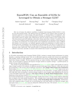 EnsemW2S: Can an Ensemble of LLMs be Leveraged to Obtain a Stronger LLM?