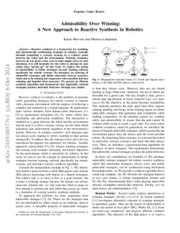 Admissibility Over Winning: A New Approach to Reactive Synthesis in
  Robotics