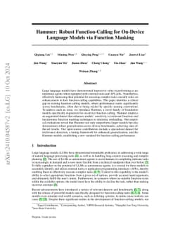 Hammer: Robust Function-Calling for On-Device Language Models via
  Function Masking