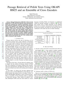 Passage Retrieval of Polish Texts Using OKAPI BM25 and an Ensemble of
  Cross Encoders