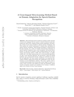 A Cross-Lingual Meta-Learning Method Based on Domain Adaptation for
  Speech Emotion Recognition