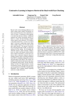 Contrastive Learning to Improve Retrieval for Real-world Fact Checking