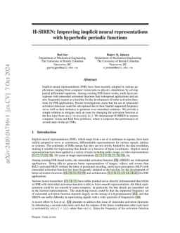 H-SIREN: Improving implicit neural representations with hyperbolic
  periodic functions