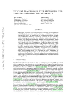 Efficient transformer with reinforced position embedding for language
  models