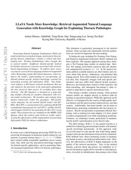 LLaVA Needs More Knowledge: Retrieval Augmented Natural Language
  Generation with Knowledge Graph for Explaining Thoracic Pathologies