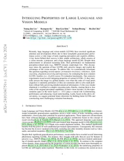 Intriguing Properties of Large Language and Vision Models