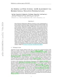 As Simple as Fine-tuning: LLM Alignment via Bidirectional Negative
  Feedback Loss