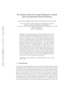 Art Forgery Detection using Kolmogorov Arnold and Convolutional Neural
  Networks